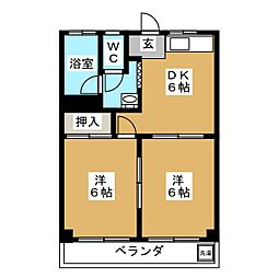 須磨ハイツ 2DKの間取図画像