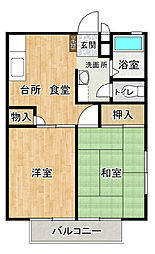 サンハイツ北荒川沖 1階2DKの間取り