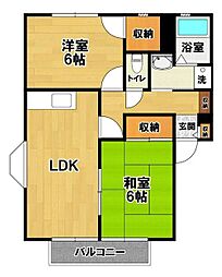 サンガーデン二の宮C 2LDKの間取図画像