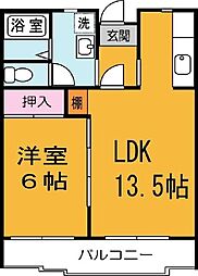 カネエーズ千現 1LDKの間取図画像