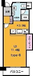 パーマナント洞峰2 ワンルームの間取図画像