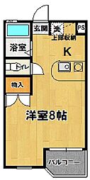 ヴィラエスポワール古来 1Kの間取図画像