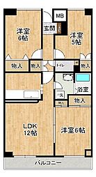 つくばアイビースクエア 3LDKの間取図画像