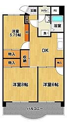 ロイヤルコーポヨコタ 3DKの間取図画像