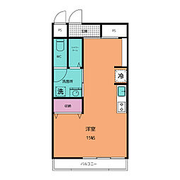 エメラルドハイム 3階ワンルームの間取り