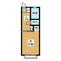 ドミールヤマノ 1Kの間取図画像