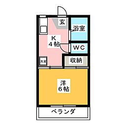 富士ハイツ 1Kの間取図画像
