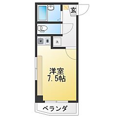 津田沼ダイカンプラザシティ ワンルームの間取図画像