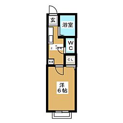 エクセレント 1Kの間取図画像