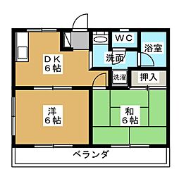 コーポイゲタ 2DKの間取図画像