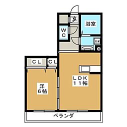 Canon 桜 1階1LDKの間取り