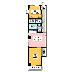 ベルエポック町田 2DKの間取図画像