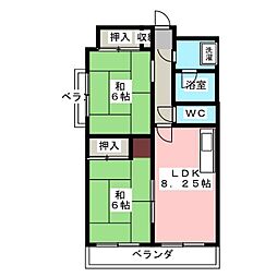フォークス小岩 2DKの間取図画像