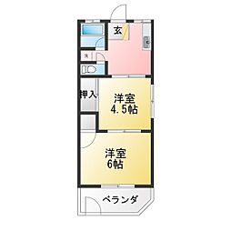 鎌倉コーポ 2Kの間取図画像