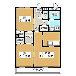 ヴェルドミールカシマ 2LDKの間取図画像