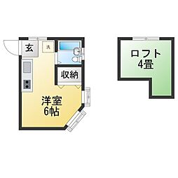 剛荘 ワンルームの間取図画像