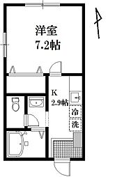 パナもみじ山 1Kの間取図画像