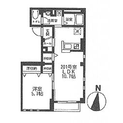 ブランビューノ上高田 1LDKの間取図画像