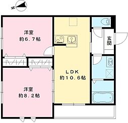 フィカーサ西東京B 2LDKの間取図画像