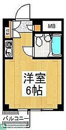 西武新宿線 東村山駅 徒歩11分の賃貸マンション 4階ワンルームの間取り