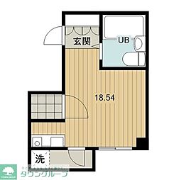 西武新宿線 武蔵関駅 徒歩4分の賃貸マンション 2階ワンルームの間取り