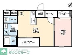 JR武蔵野線 新座駅 徒歩14分の賃貸アパート 2階1LDKの間取り