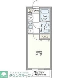 西武池袋線 秋津駅 徒歩10分の賃貸アパート 2階1Kの間取り