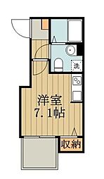 西武新宿線 久米川駅 徒歩4分の賃貸アパート 1階ワンルームの間取り