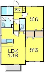 西武池袋線 西所沢駅 徒歩10分の賃貸アパート 2階2LDKの間取り