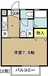 西武池袋線 西所沢駅 徒歩10分の賃貸アパート 2階1Kの間取り