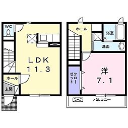 プレジール 1LDKの間取図画像
