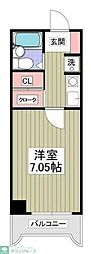 クレベール久米川 1Kの間取図画像