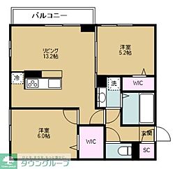 グラシューズ 2LDKの間取図画像