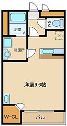 レオパレスファミリアシモサト2 1Kの間取図画像