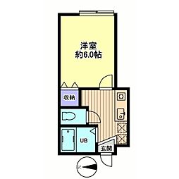 信開セルーラ金沢南 1Kの間取図画像
