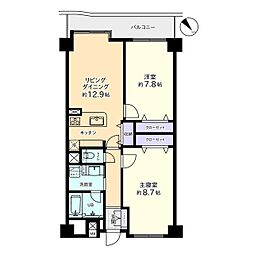 信開ダイナスティ浅野川キングス館 2LDKの間取図画像