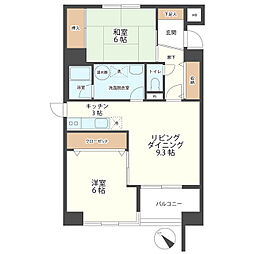 プラザ信開大和町 2LDKの間取図画像