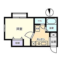 信開セルーラフェニックス 1Kの間取図画像