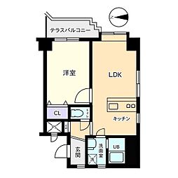 信開ウェラコート花月 1LDKの間取図画像