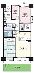 中銀第2稲荷山公園マンシオン 3LDKの間取図画像