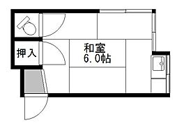 フラワーハウスB ワンルームの間取図画像