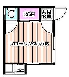 宝コーポ ワンルームの間取図画像
