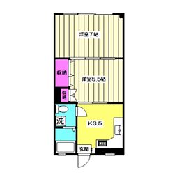 松原マンション 2Kの間取図画像