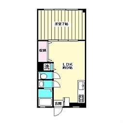 松原マンション 1LDKの間取図画像