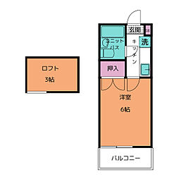オラシオンT 2階1Kの間取り