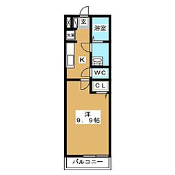 リブリ・佳 3階1Kの間取り