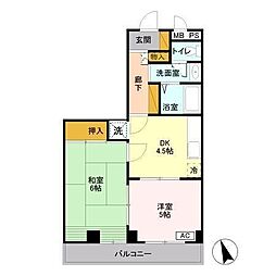 奥田ビル 2DKの間取図画像