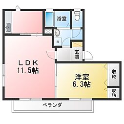 サンハイツE 1LDKの間取図画像