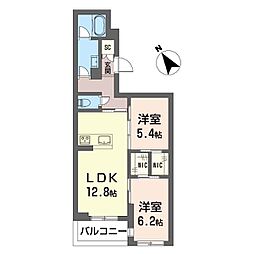 ティエンポ フェリズ I 2LDKの間取図画像
