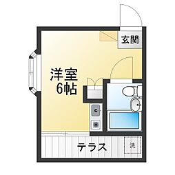 ウエスト・レガート西船 ワンルームの間取図画像
